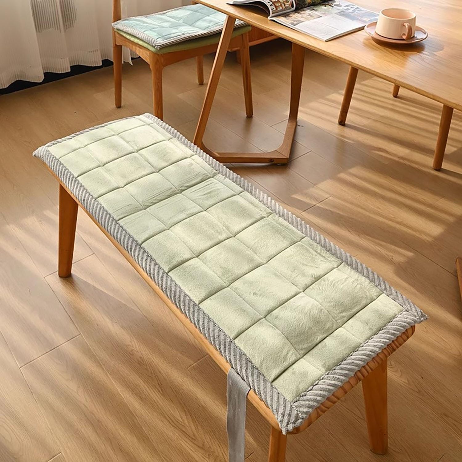 Interno/esterno S für, Terrasse, Esstisch - Matcha Grün, 50x190cm, ge, Polster für Komfort, 120/150/200/80x40/30/25cm