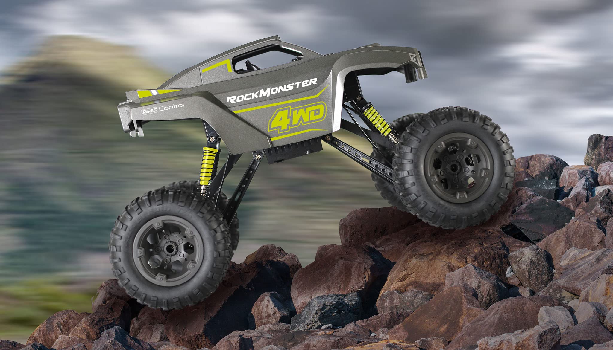 Revell Control RC Crawler Rock Monster I Maßstab 1:14 I Beeindruckende Offroad-Leistung I AWD I Lange Fahrzeiten I Perfekt für spannende Abenteuer für Anfänger und Fortgeschrittene I Ferngesteuert RC