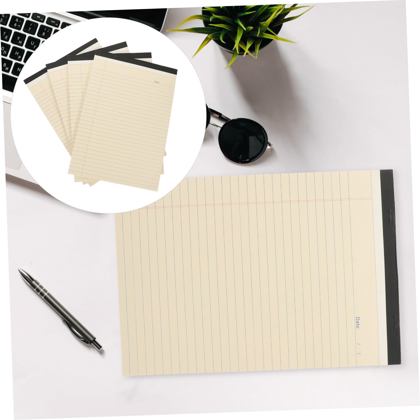 Pack Breit Liniertes Papier Notizblock A4 Beige 4 Stück Pack | Papier, Leicht Beschreibbar mit Dicker Stärke, für Terminplaner und Schreibtischorganisation