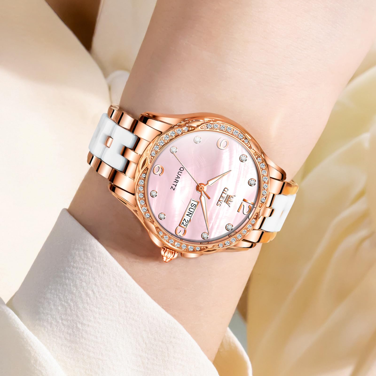 OLEVS Orologio da donna al quarzo in acciaio inossidabile con cinturino argento impermeabile 30 m luminoso cronografo quadrante multifunzione