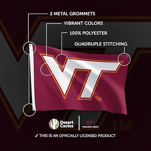 Miniatura 4 de Desert Cactus Virginia Tech Flag Hokies VT Banderas 100% poliéster para interiores y exteriores, 3 x 5 (estilo 1)