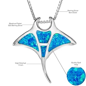 Amazon | スターリングシルバー合成ブルーオパールManta Ray