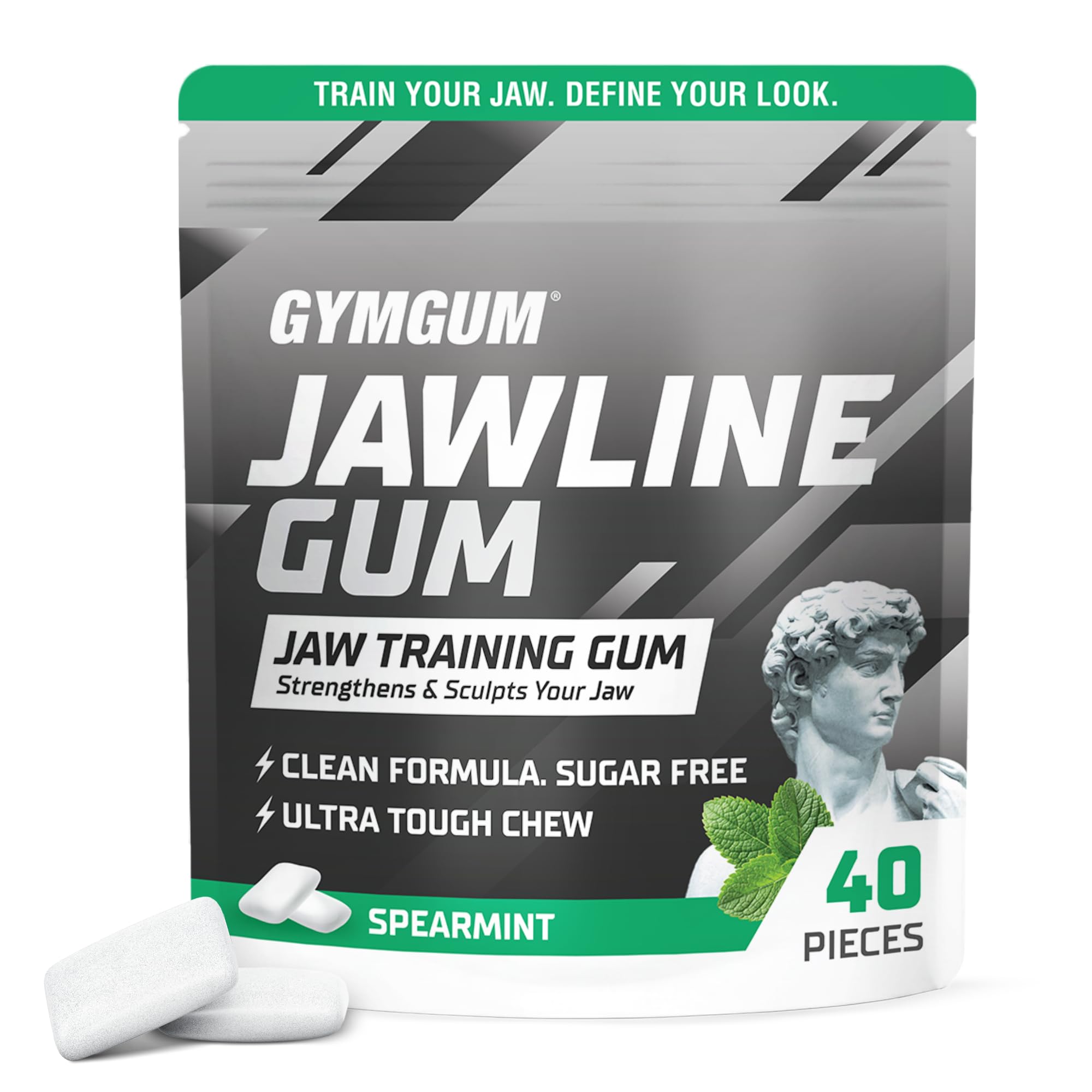 GYMGUM Jawline Gum Ultra Hard Chewing Gum No Calories No Sugar No Artificial Sweeteners Keto Friendly Mewing Gum