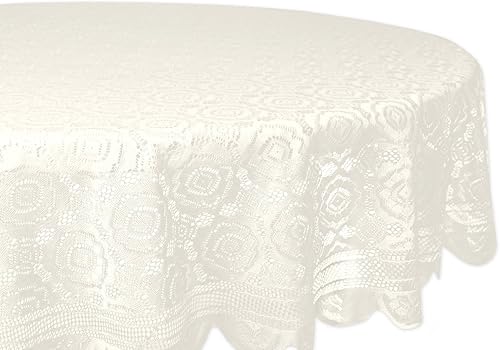 DII Home Essentials 100 poliéster lavable a máquina Shabby Chic mantel vintage o superposición redonda de 63 pulgadas color crema de encaje vintage DII Home Essentials 100 poliéster lavable a máquina Shabby Chic mantel vintage o superposición redonda de 63 pulgadas color crema de encaje vintage