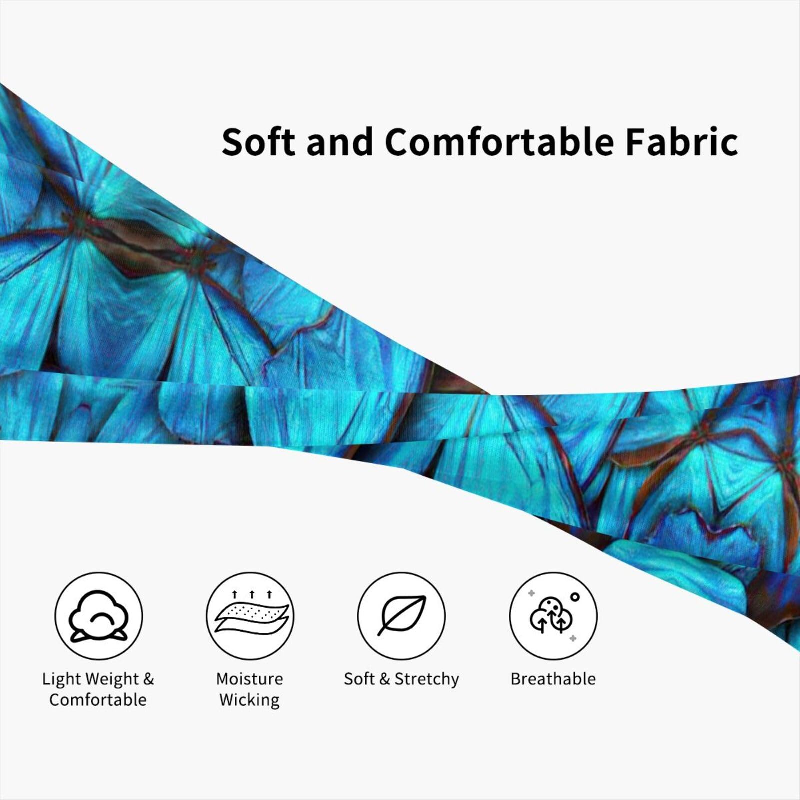 Fascia Elastica Traspirante Con Stampa Farfalle Blu – Larghezza 11 Cm, In Poliestere E Spandex, Per Yoga, Running E Ciclismo