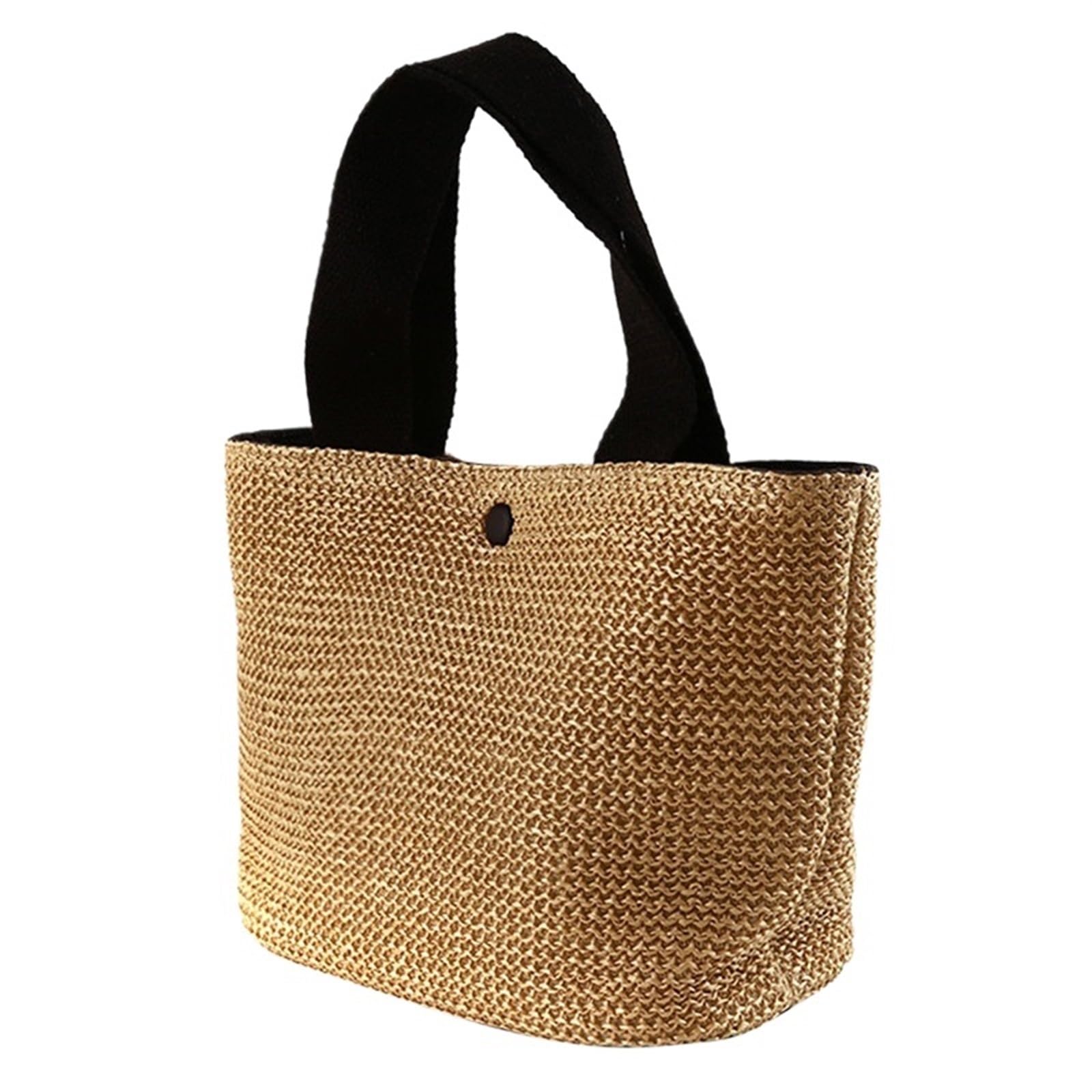 Geflochtene Tasche Strand Stroh Schulter Messenger Tasche Frauen Sommer gewebt Rattan Eimer Schulter Handtasche handgemachte Umhängetaschen for Frauen(Black)