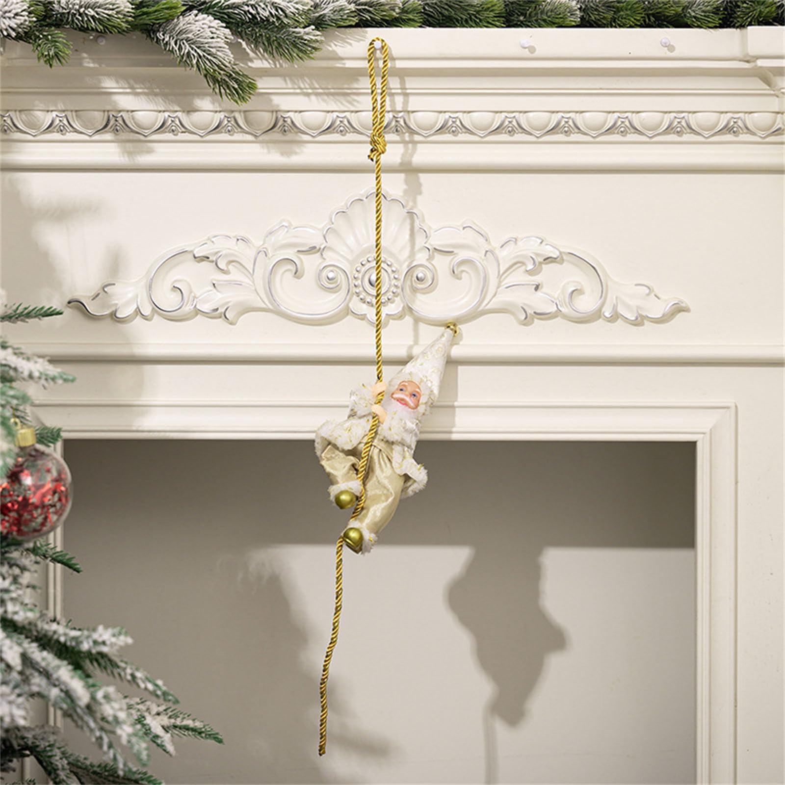Decorazione da appendere a forma di Babbo Natale, in resina, per porta d'ingresso, caminetti, finestre, feste, vacanze, cortile, decorazione