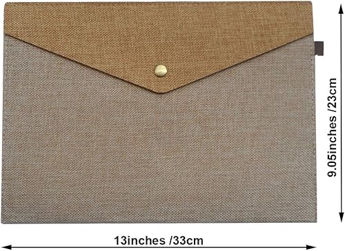 Miniatura 3 de Carpeta de archivos A4 duradera, portafolio, sobre de fieltro con cierre a presión, juego de 2 unidades, beige y marrón