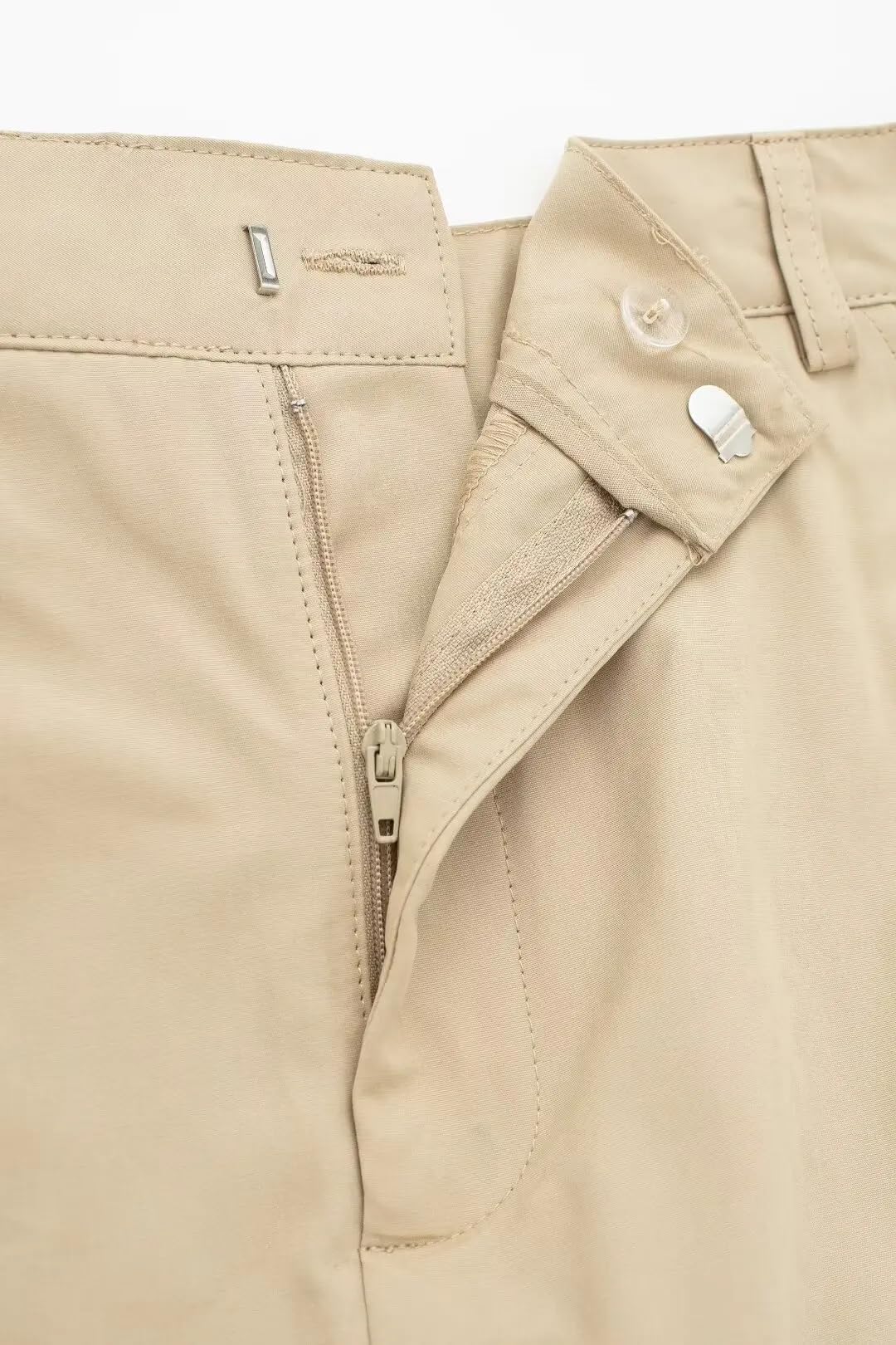 Pantalones cortos de cintura alta para mujer, caqui, M