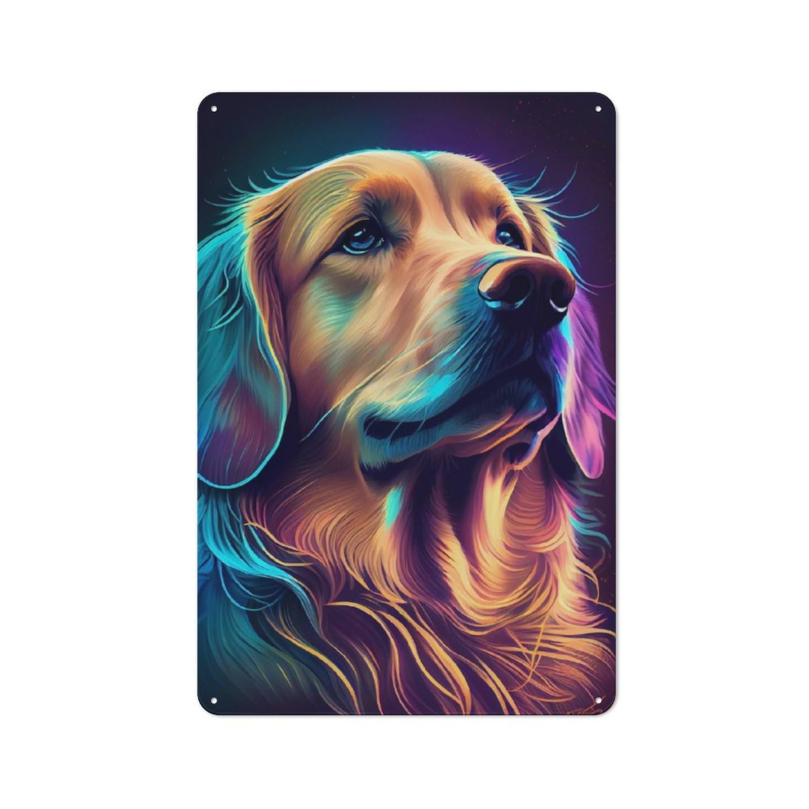 Junmoney Golden Retriever Colorful Vintage Tin Sign 30X20cm For Garden Room Or Summerhouse, For A Newly Organised Room And Metal Sign Display