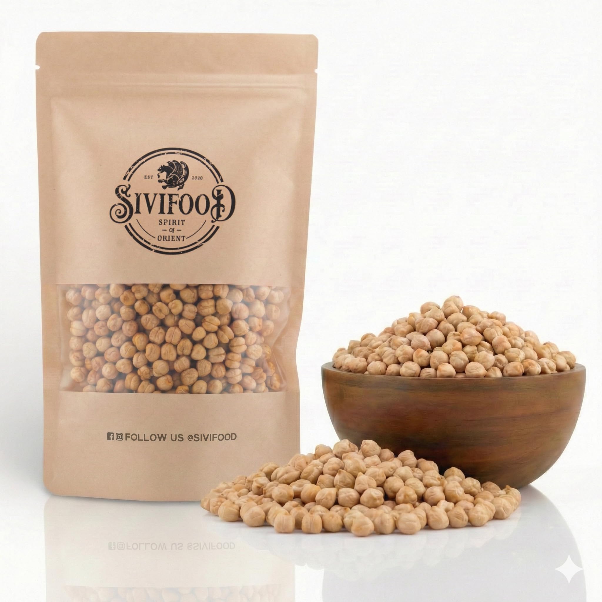 SIVIFOOD® geröstete Kichererbsen [500g] – Kichererbsen geröstet, ungesalzen & geschält – Knuspriger Kichererbsen Snack zum Knabbern – Natürlich getrocknete & vegane Kichererbsen