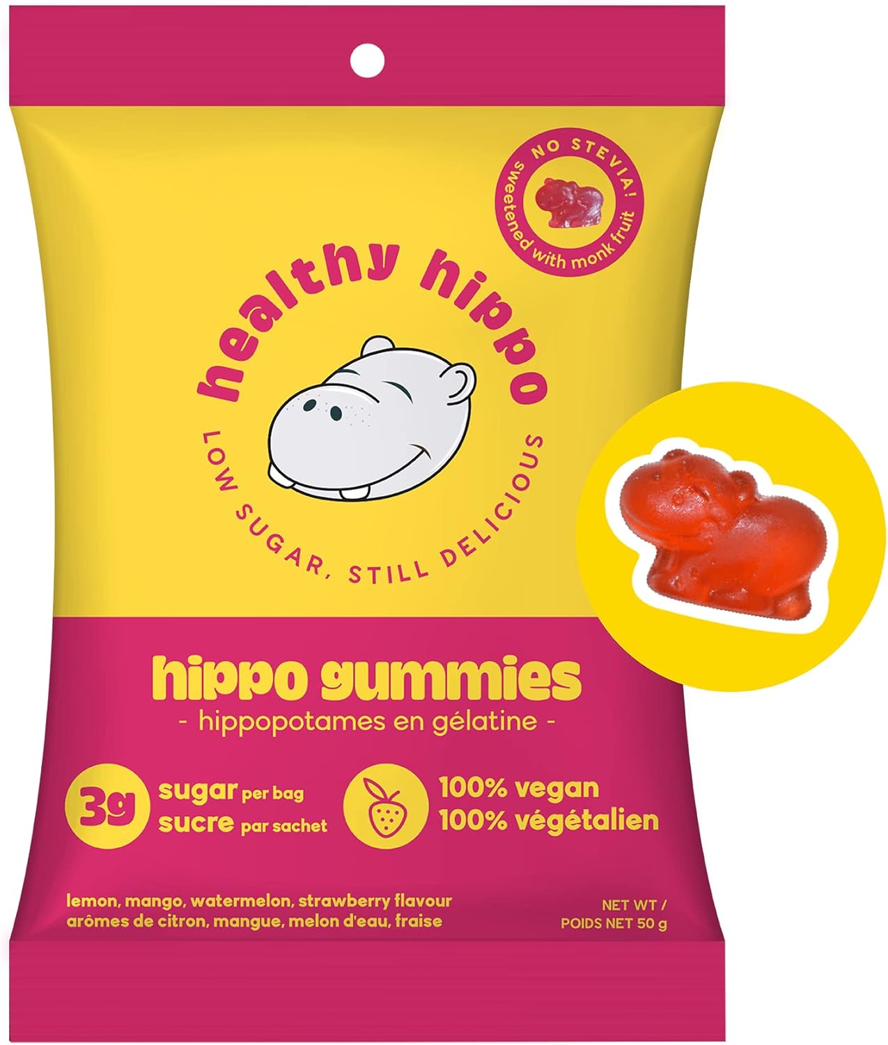Healthy Hippo Low Sugar Hippo Gummies Pack of 12 Plant Based Gummy