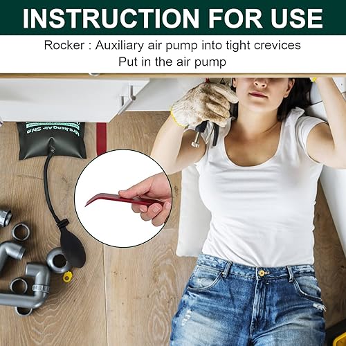 Miniatura 5 de Bolsa de cuña de aire, paquete de 3 bombas de bolsa de cuña de aire de grado comercial, kit de nivelación profesional y herramienta de alineación