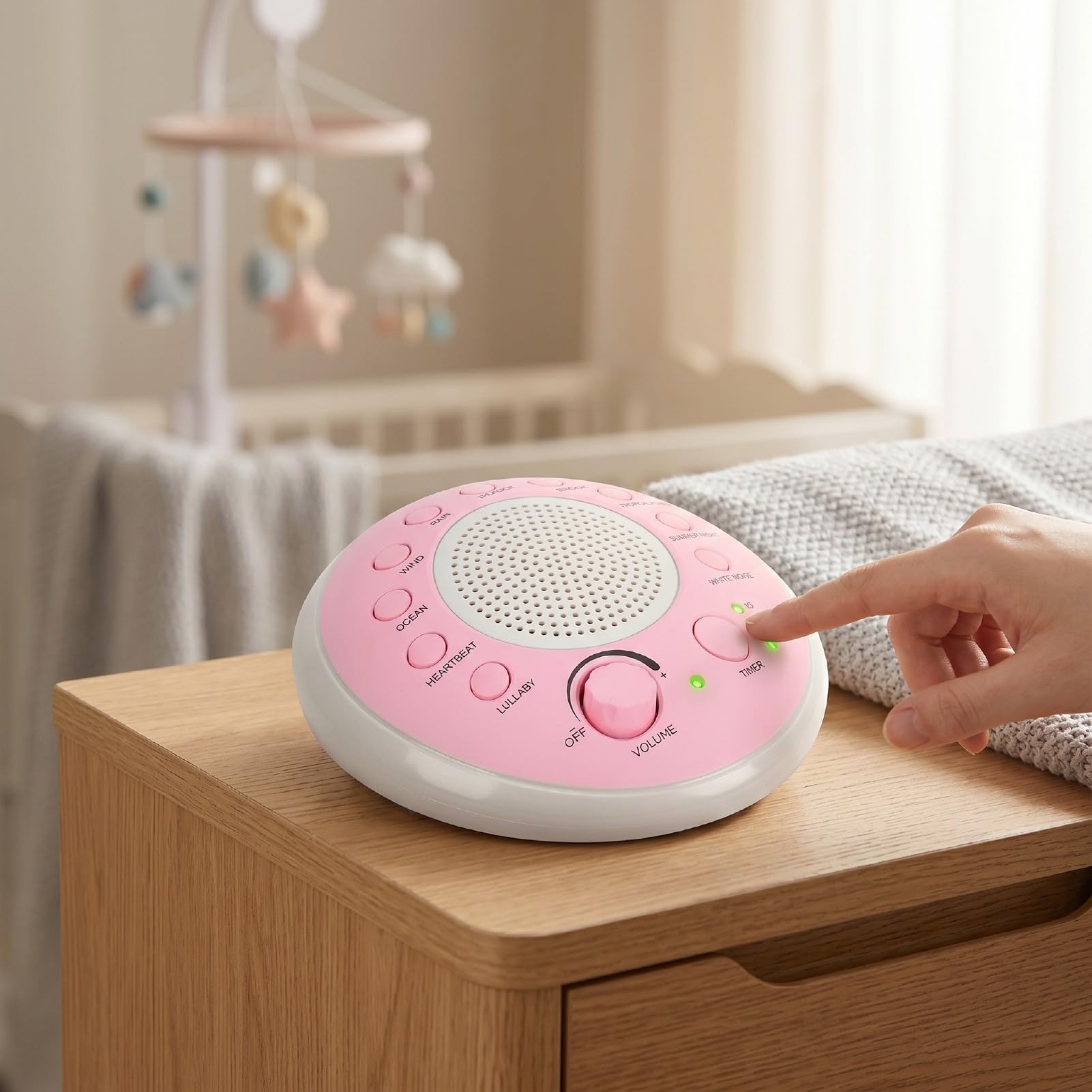 Fabater White Noise Sleep Sound Machine mit 10 Beruhigenden Geräuschen, 3 Timern, Dual-Power-USB-Akku, Tragbare Einschlafhilfe mit Mehreren Funktionen für Zuhause, Büro, Reisen, Babys