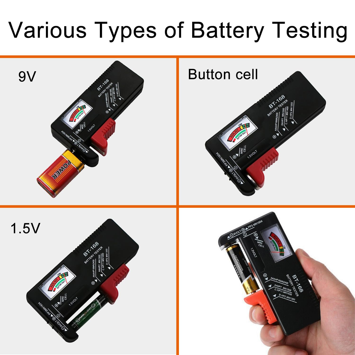 Tester Per Batterie Universale - Misuratore Per AA, AAA, C, D, 9V Con Display A Colori - Foto 3