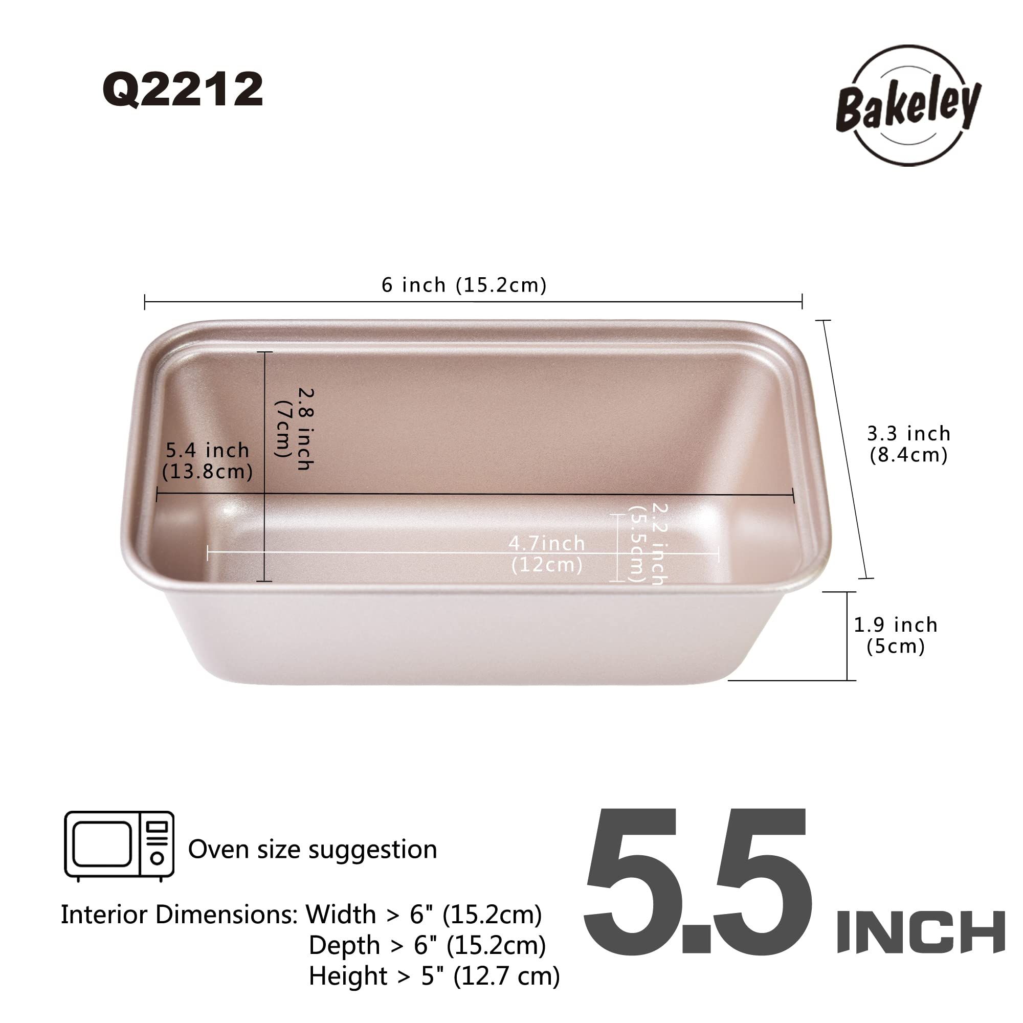 Zestaw mini bochenków, 4 szt., 14 cm, nieprzywierające, prostokątne naczynia do pieczenia chleba i ciasta, do piekarnika i natychmiastowego pieczenia w garnku, szampańskie złoto