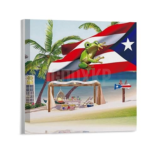 IDIDOS Puerto Rico Flag Picture on Summer Beach Bedroom Office