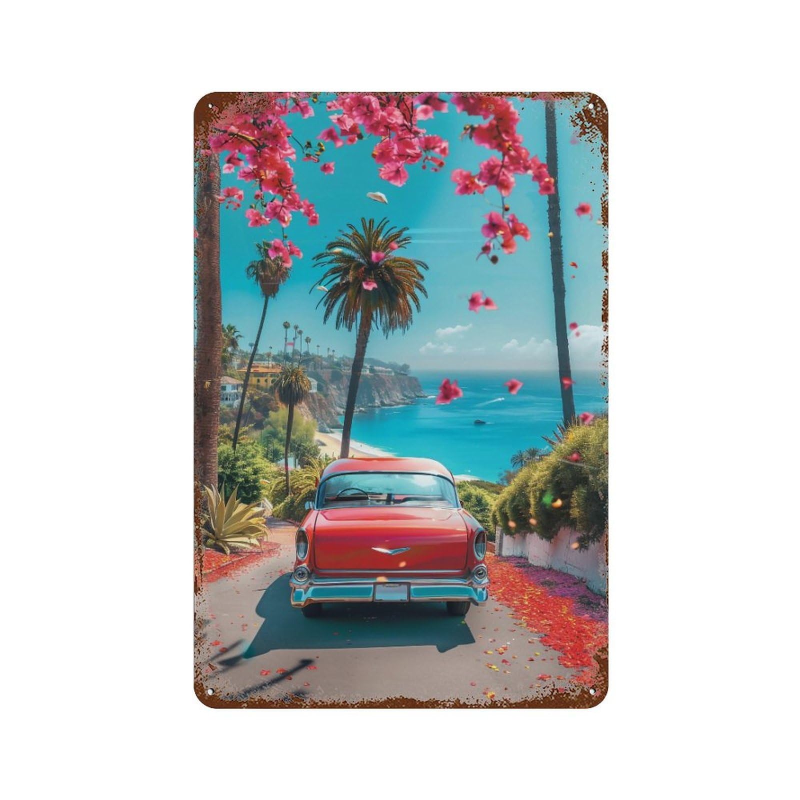 HDURYEYRYY California Coastal Vintage Drive 02 Wall Retro Iron Vintage Art Metal Tin Sign Poster Modern Home Cofffee Club Art Bar Shop Decor Style 30x20cm