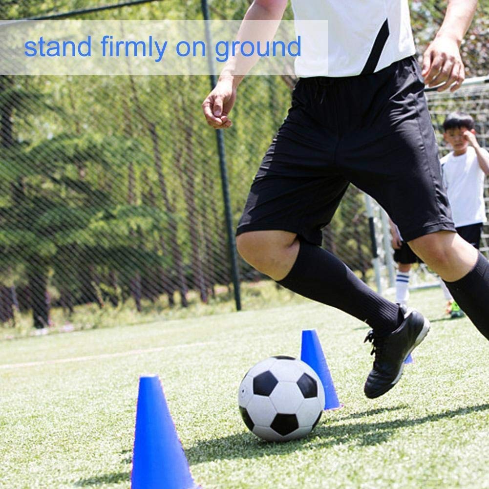 Broco 10pcs de Formation de Football Cône de Football en Plastique Porte-barrières Marqueur Accessoires (Bleu)