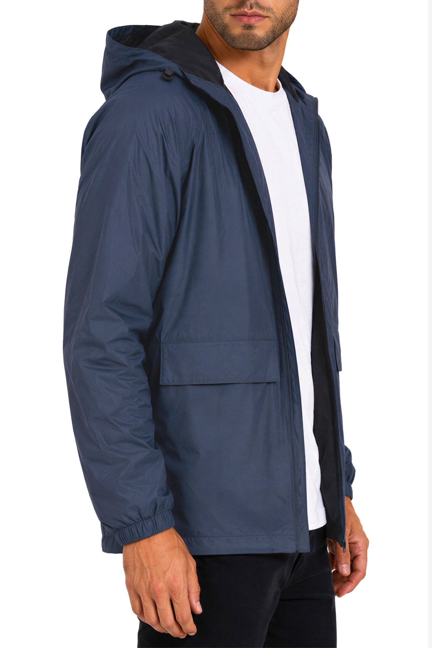 Reichstadt Chaqueta Impermeable Hombre Cortaviento Capucha Ligera Plegable | 100% impermeable, tejido transpirable, ligera, bolsa incluida, exterior, ciclismo, viajes, deporte, paseo y uso diario