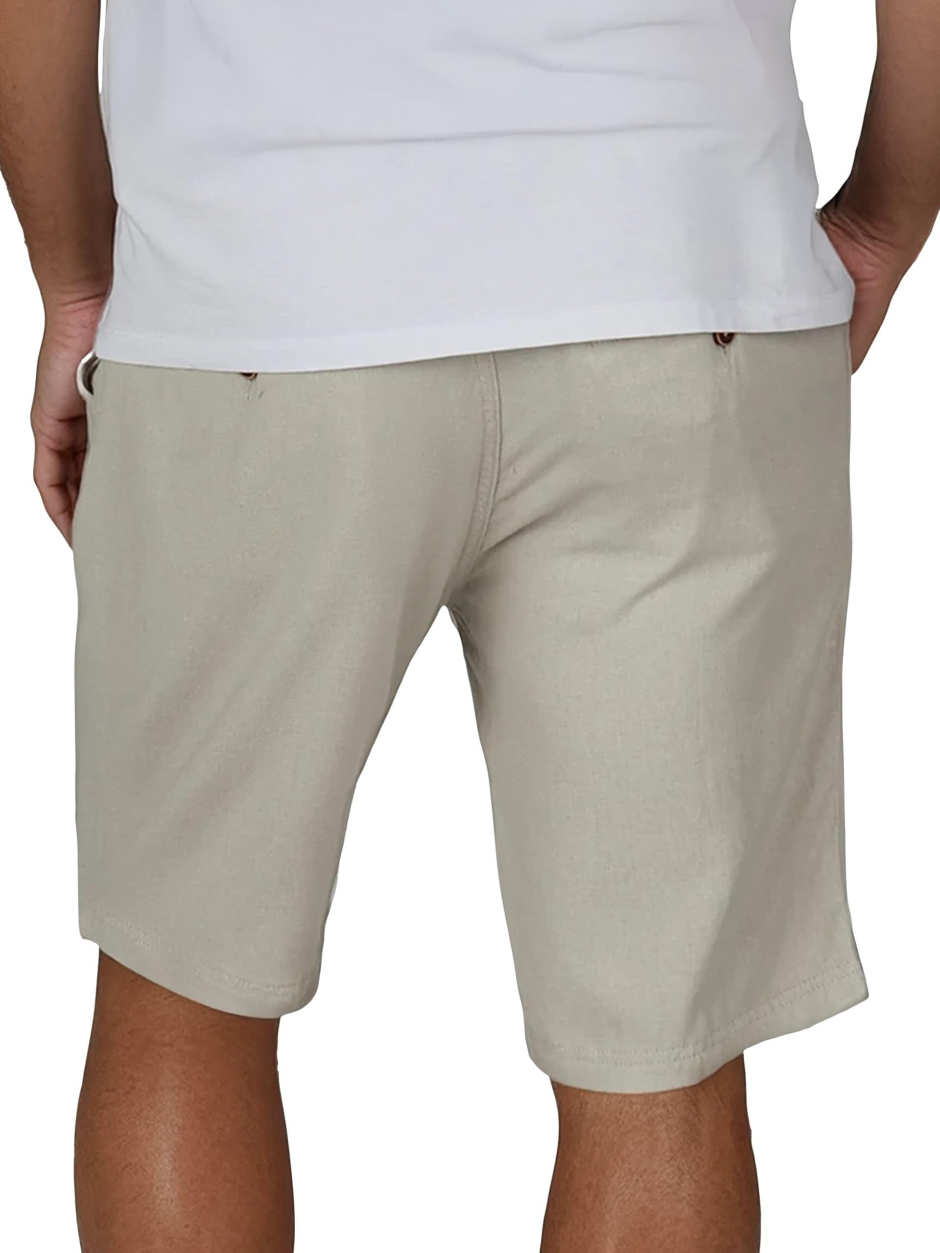 riverso RIVOliver Pantaloncini in lino da uomo, estivi, vestibilità regolare, pantaloni corti, bermuda lunghezza al ginocchio, tinta unita, bianco, blu, navy, beige, nero, verde, S, M, L, XL, XXL,