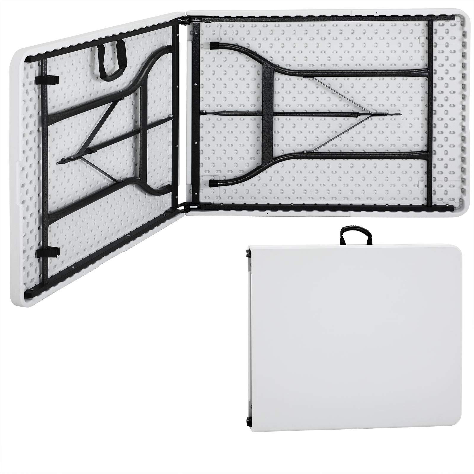 Deuba Mesa Plegable para jardín Blanca Mesa Portátil con Asas 240x70x74cm para Camping fiestás o Picnic al Aire Libre