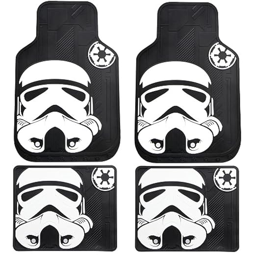 Storm Trooper with Galactic Empire Logo Star Wars Car Truck SUV Front and Rear Seat Rubber Floor Mats - 4PCS