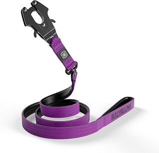 BullyBillows Anti-Tangle Swivel Combat Dog Lead | Padded Handle For Easier Walks | Anti Tangle & Pressure Tested Dog Lead | Suitable For All Dog Breeds - Purple