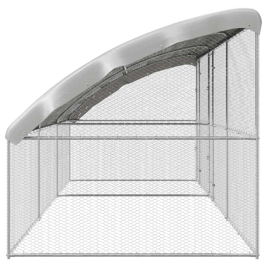 Klatka dla kurcząt, zestaw 3 sztuk, 600 x 200 x 200 cm, ocynkowana stal, odporna na warunki atmosferyczne, zamykana, nowoczesne wzornictwo do bezpiecznego użytku na zewnątrz z dachem siatkowym