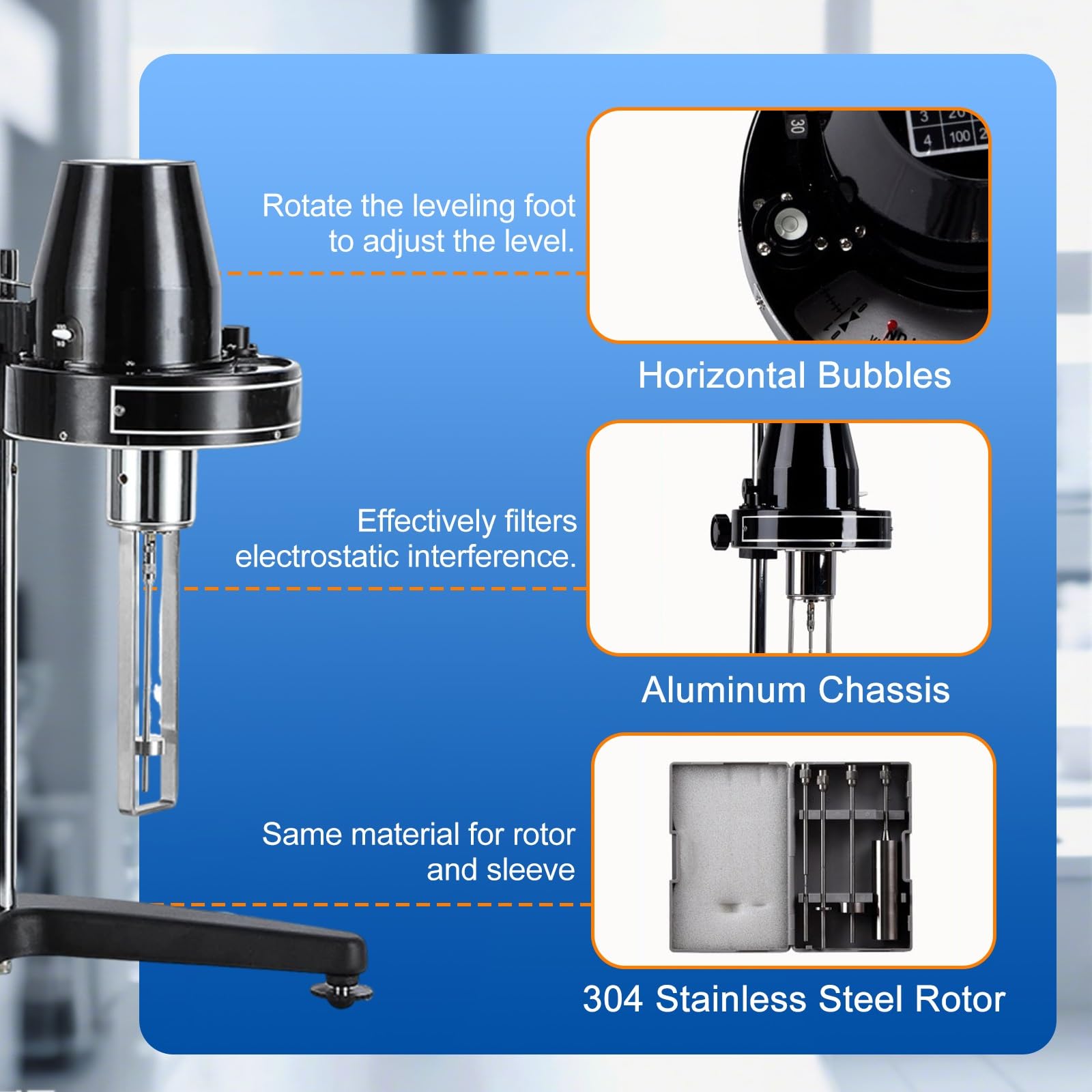 Medidor De Viscosidad, Viscosímetro Puntero, Newton Viscosímetro, 4 Rotores, Precisión ±5%, Ideal Para Pruebas 1-100.000 Mpa.S Y Control De Laboratorio