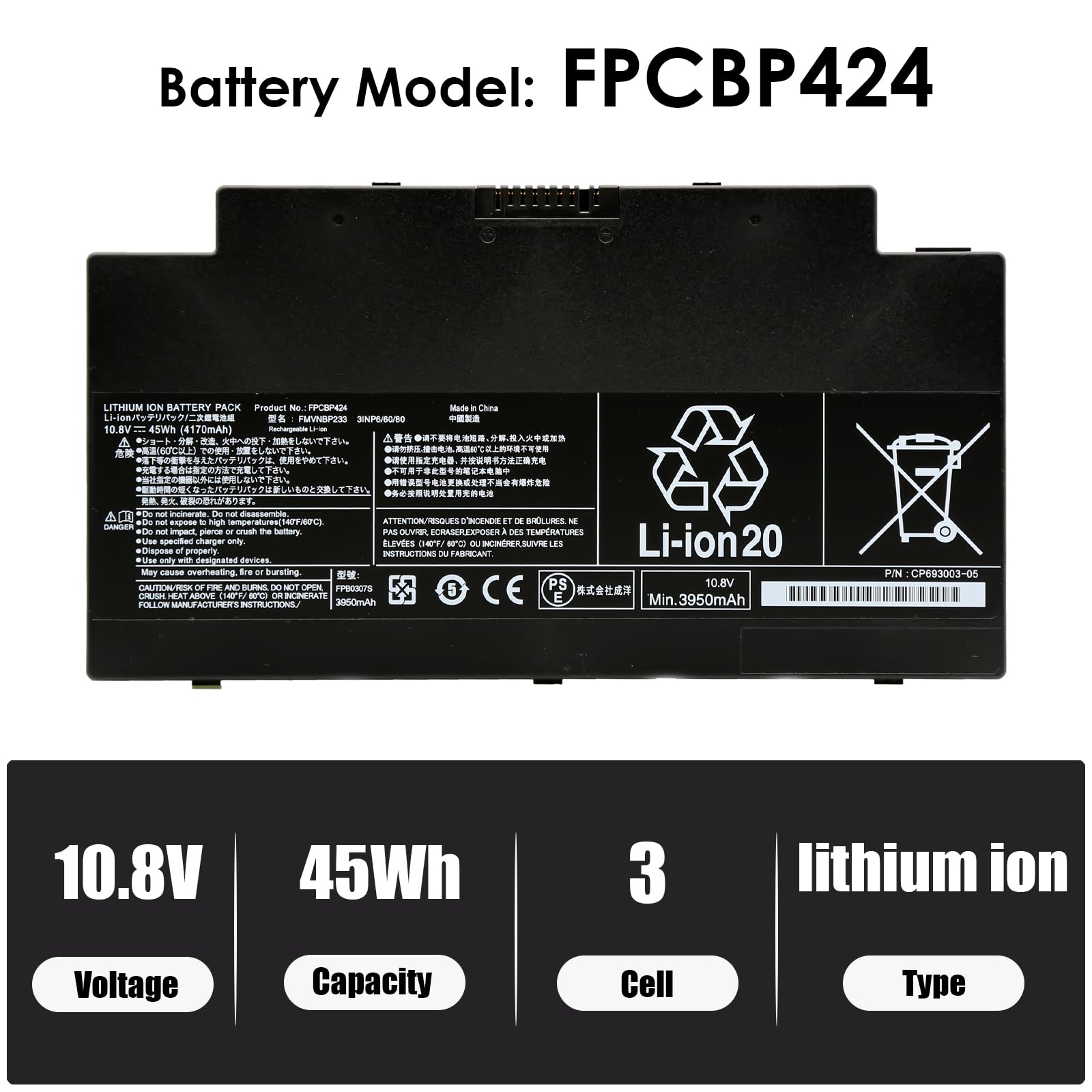 BLESYS FPCBP424 FMVNBP233 Batterie pour Fujitsu LifeBook A3510 A3511 A556 A556/G AH556 AH77/M AH77/S P727 TH700 U536 U727 Series Remplacement de la Batterie FPB0307S FMVWMA2B77 FMVA77MB