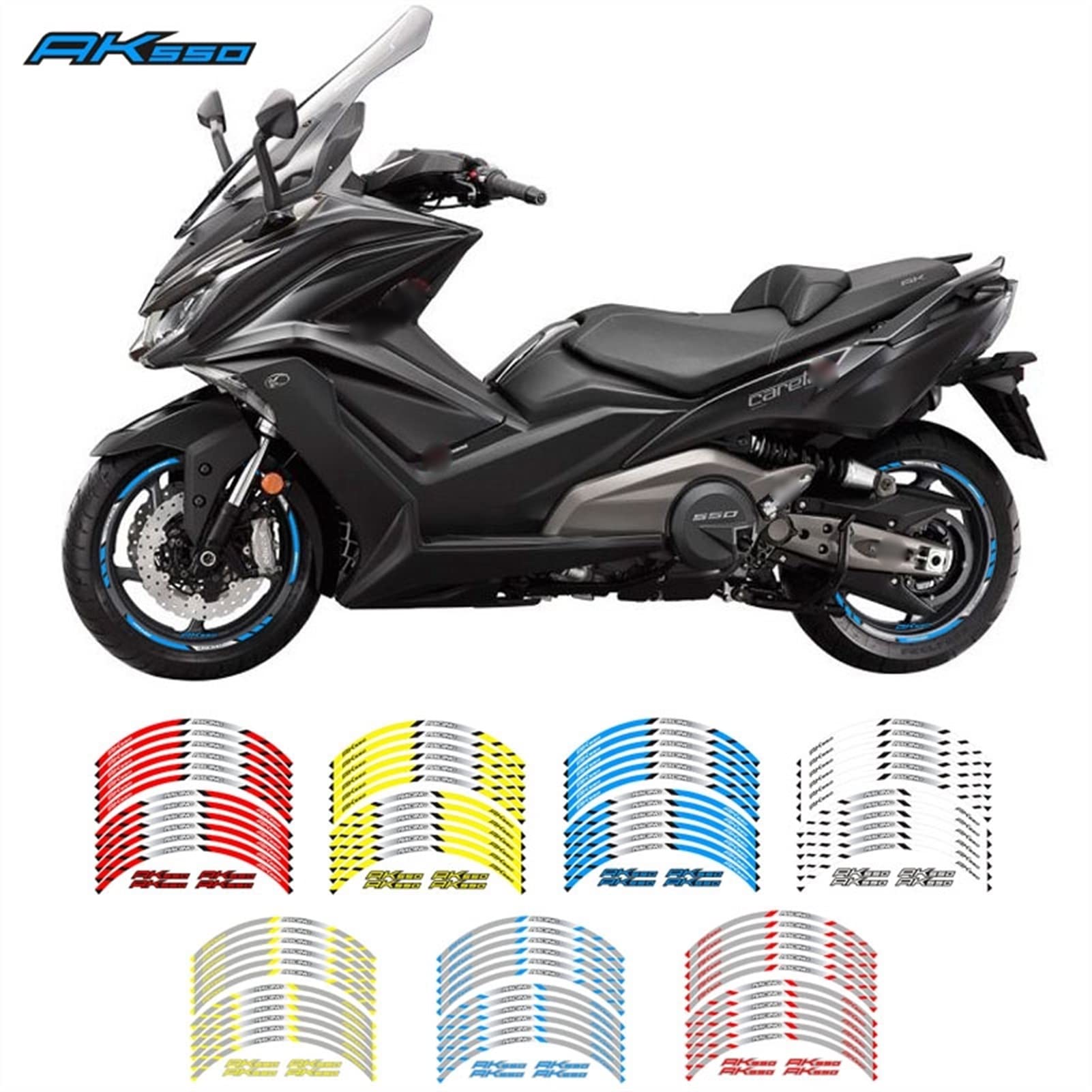 ZAPORA Trottinette Roues Et De Moto Bord Extérieur Jante Autocollant Réfléchissant Bande Roue Décalcomanies pour KYMCO AK550 Ak550 Autocollant Bord (Color : C)