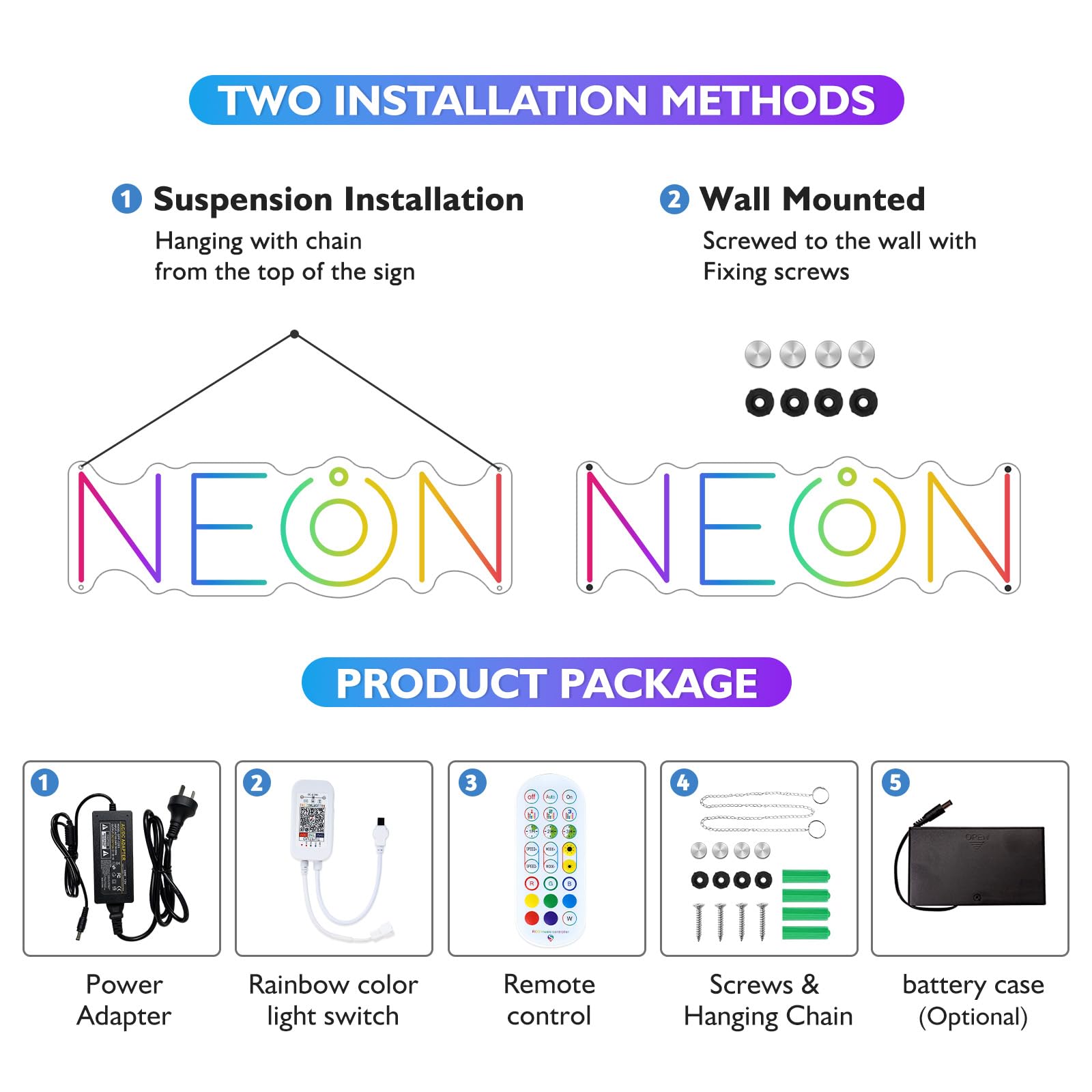 Neon Schild Personalisiert, Rainbow LED Neon Sign Individuelle Leuchtreklame Sprachgesteuerte Funktion Verschiedene Farbkombinationen für Party Gaming Zimmer Bar Deko