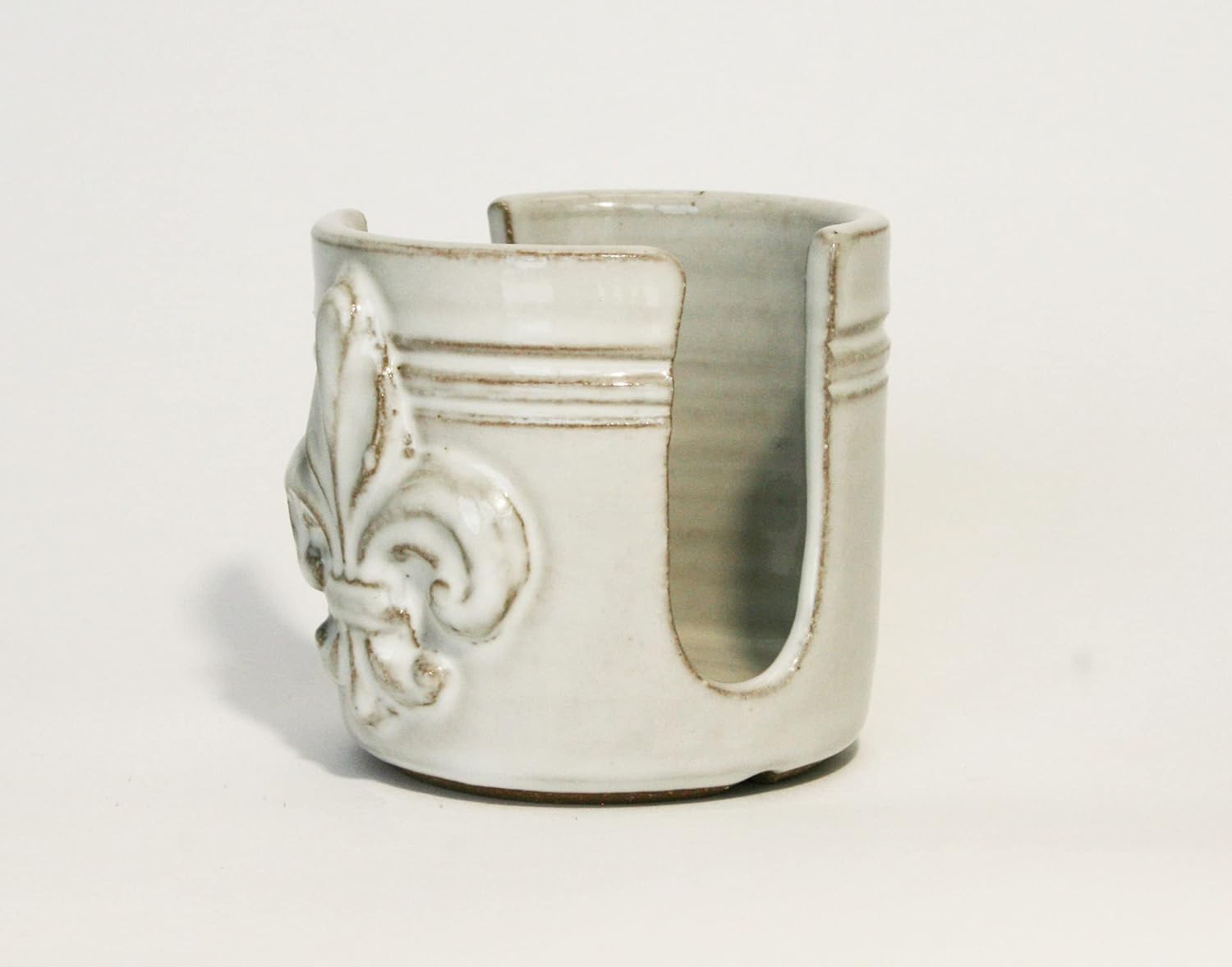 Fleur De Lis Sponge Holder for Sink White French Country Farmhouse Decor Compact Handmade Drain Rack