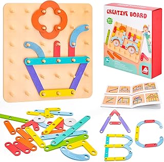 Vibbang Montessori Toys for 3 Year Olds, Geometric Shape Peg Boards for Children, Jigsaw Puzzles for Kid, Smart Shape Matching Game, Educational Preschool Toys, Fine Motor Skills Toy Kids Activities