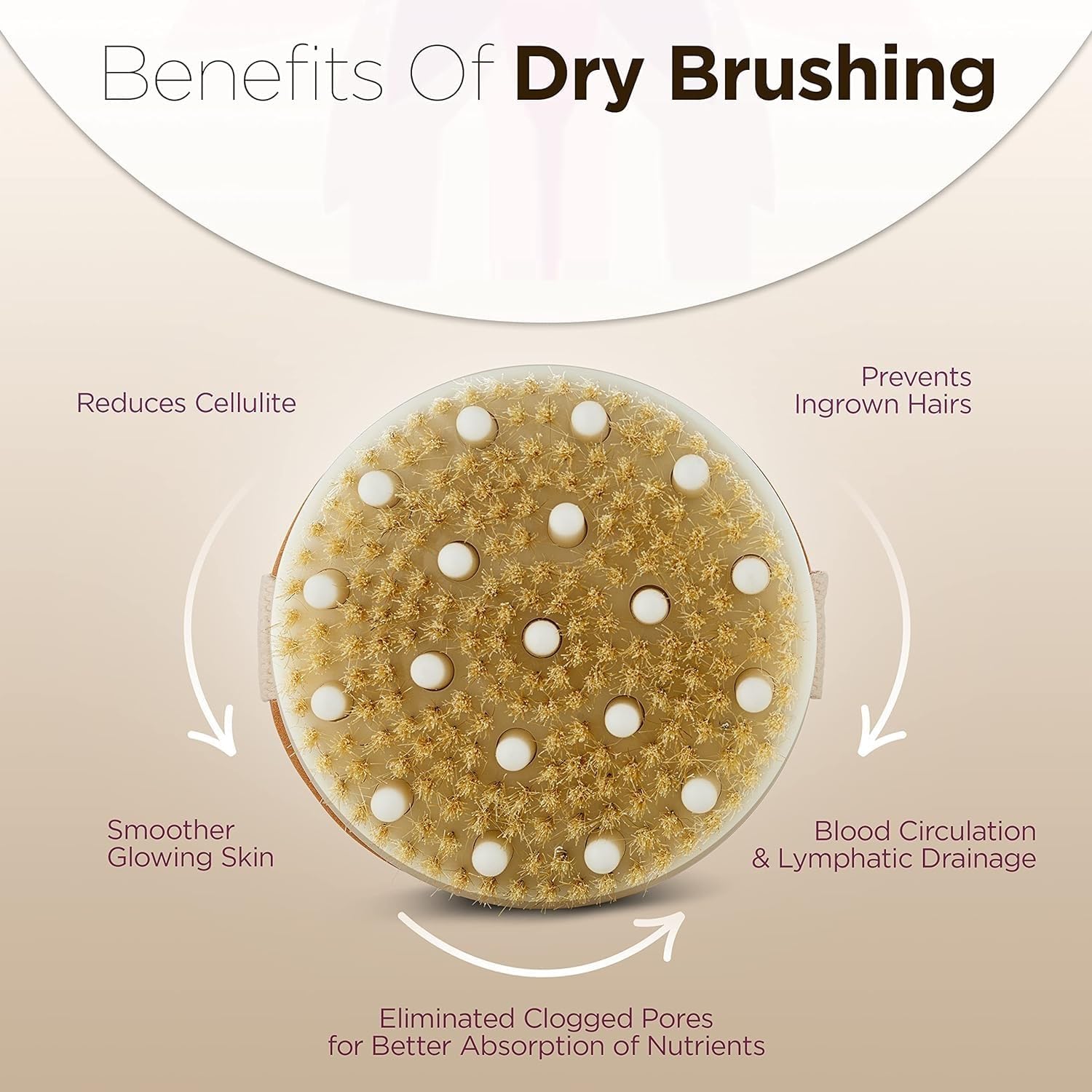 ToYooZe Dry Brushing Body Brush Exfoliating Brush Body Scrubber Wooden Shower Brush Body Exfoliator Dry Brush Bath Brush for Cellulite and Lymphatic, Improve Circulation, Stop Ingrown Hairs 1