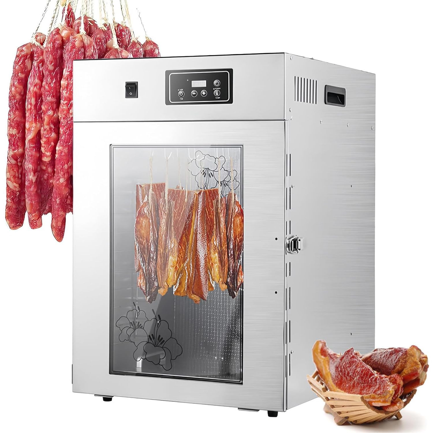 Suszarka do żywności do użytku domowego, Automatyczny obrót 360°, Mała komora do dojrzewania mięsa o pojemności 7.5kg, Piec do suszenia żywności do wołowiny, jerky owocowego, kiełbas
