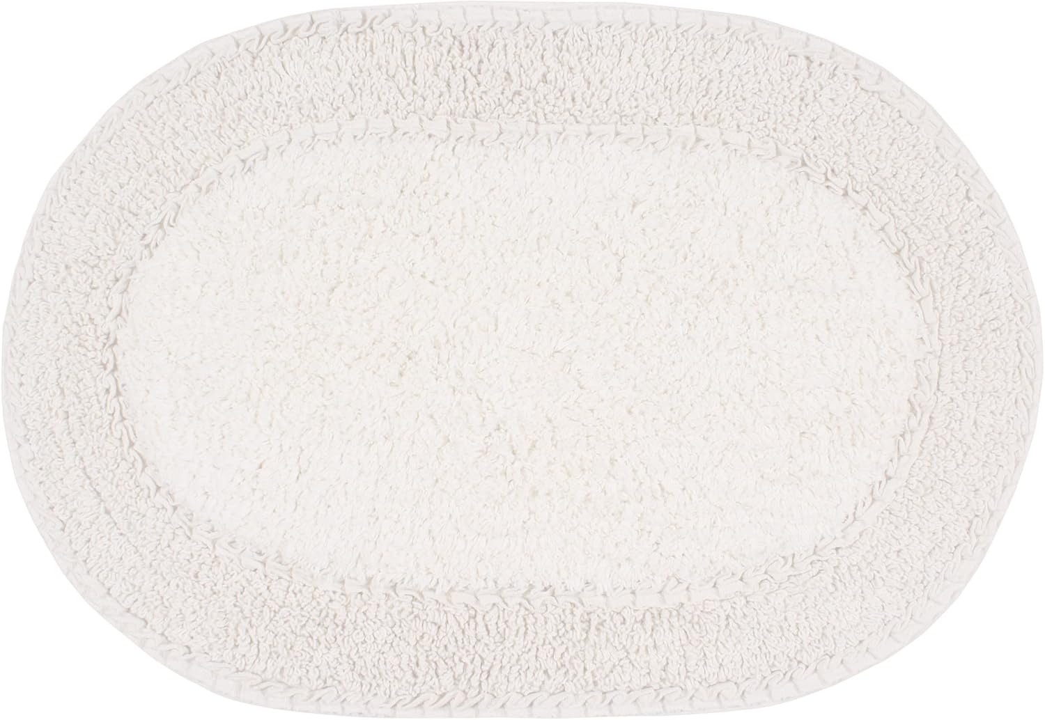 Home Weavers Double Ruffle Collection 100% Cotton Bathroom Rugs Set, Washable Rug, Extra Soft and Absorbent Bath Rug, Kitchen Mat, Bath Mat Set, Bath Floor Mat Non Slip, 17"x24" Rectangle, Ivory