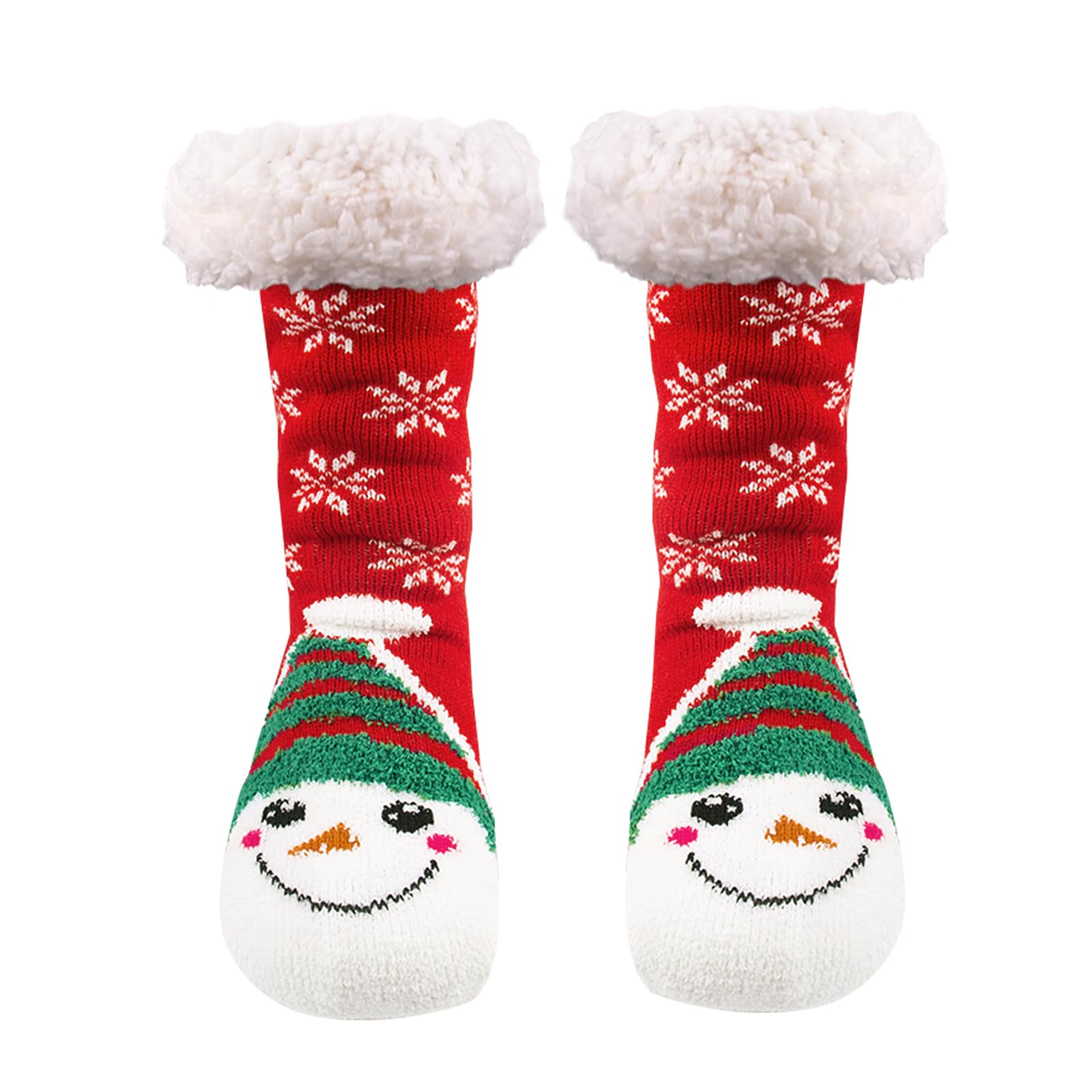 Evankin Christmas Fuzzy Socks for Women Slipper Socks Winter Warm Grip Fluzzy Cozy Soft Thick Mid-calf-socks