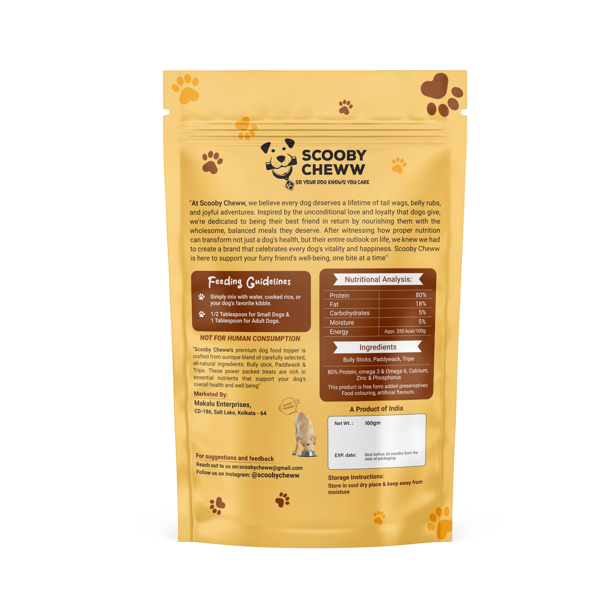 Scooby Cheww Dog Food Meal Topper Powder, 80g (30 Servings) | High Protein & Omega-3 Enriched Nutritional Supplement for Dogs | Suitable for All Breeds & Life Stages 1