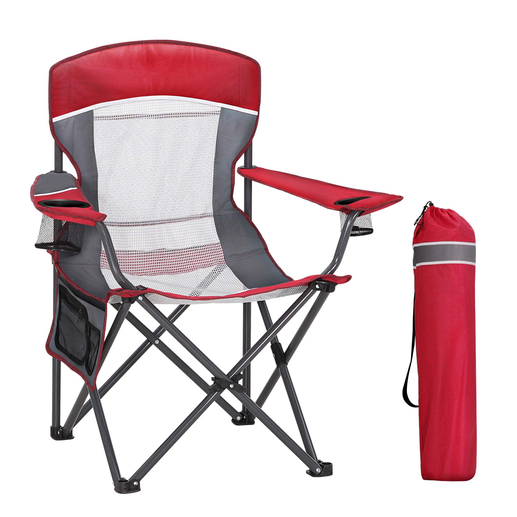 HIGH POINT SPORTS Oversized Portable Mesh Camping Folding Chair