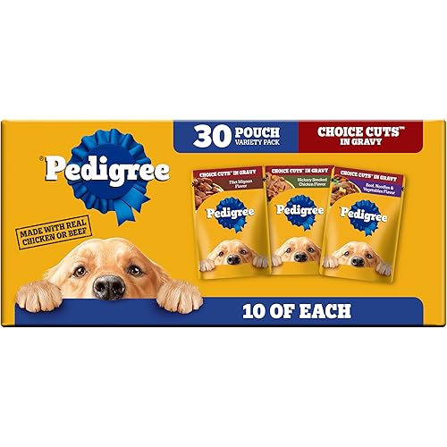 Pedigree Choice Cuts in Gravy Adult Soft Wet Dog Food Variety Pack, 3.5 oz. Pouches, 30-Count
