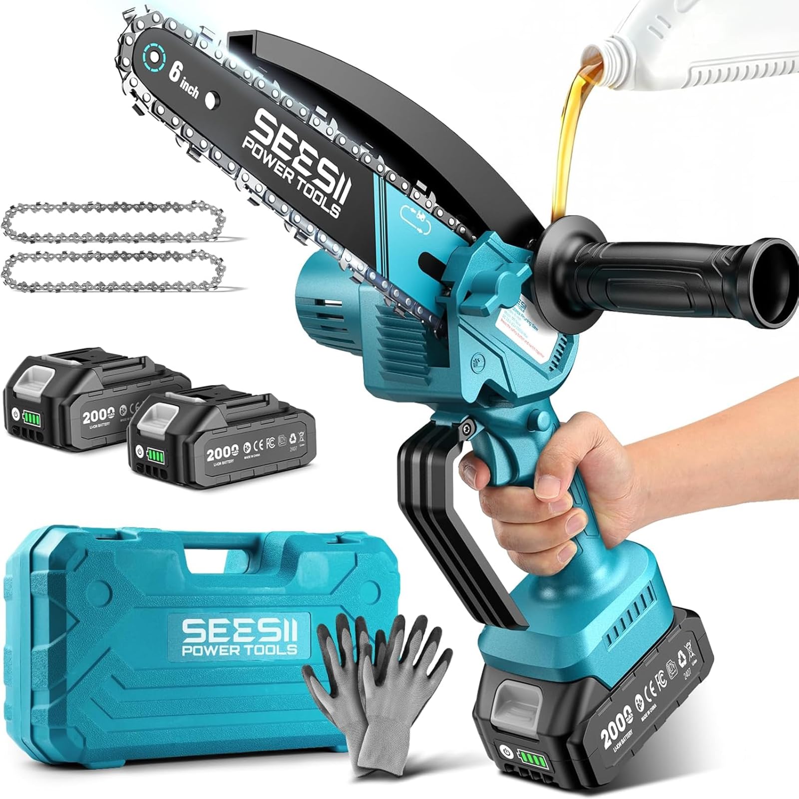 SEESII Chainsaw 6 Inch Upgraded Mini Electric