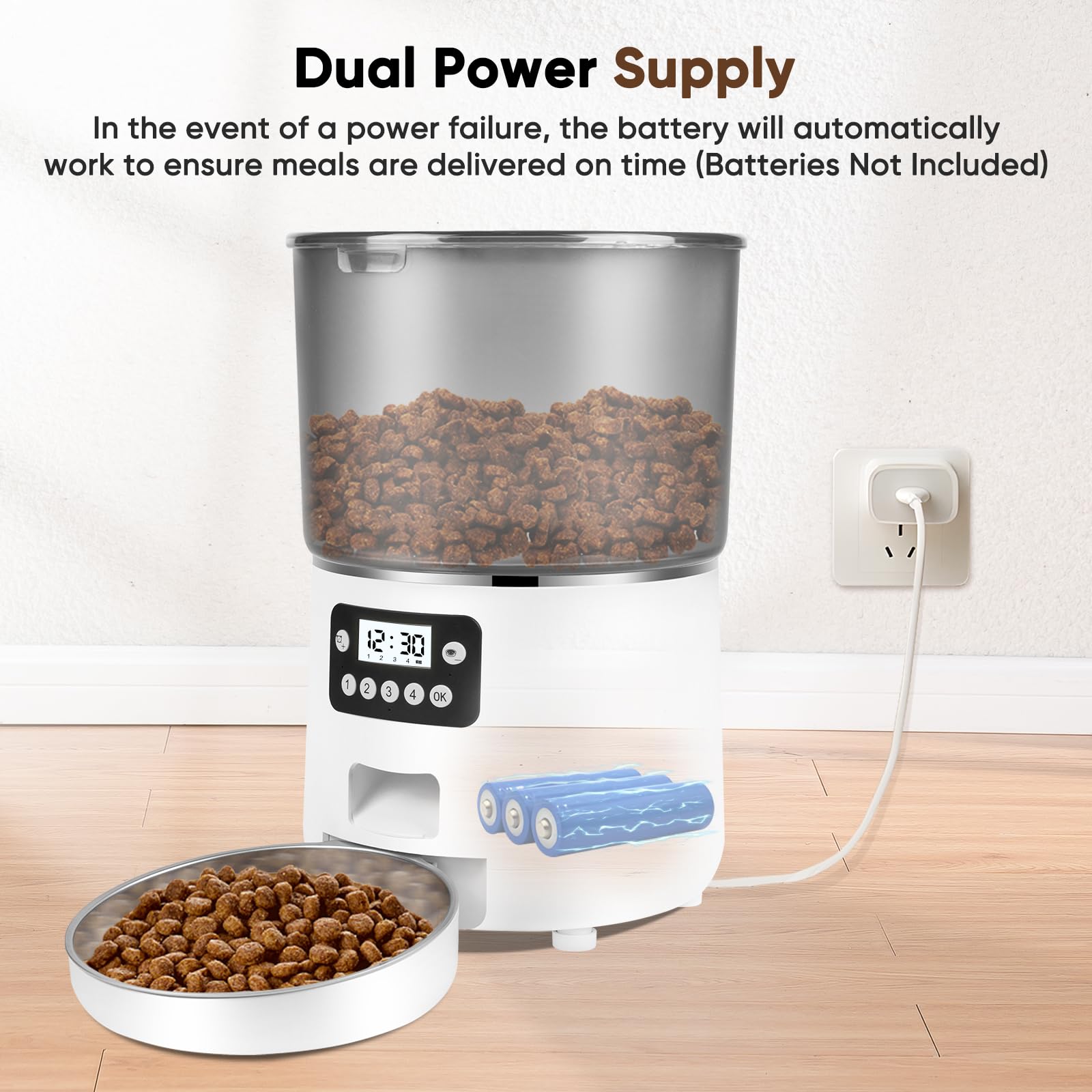 Anykuu 4 L Comedero Automático para Gatos Dispensador de Comida para Perros comedero Gato automatico con Temporizador 1-4 Comidas al Día/1-9 Porciones por Comida para Mascotas Pequeñas y Medianas