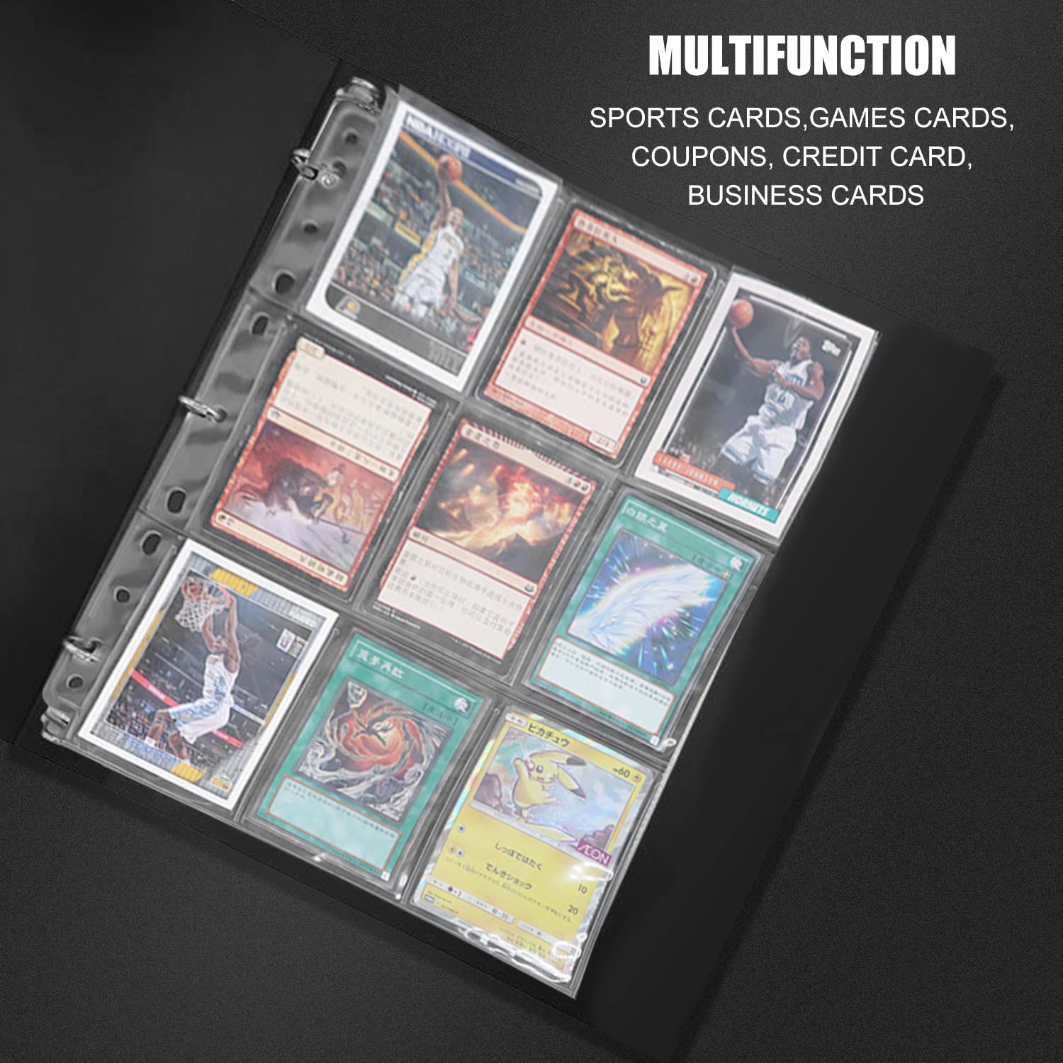 Raccoglitore di carte collezionabili, album porta carte, raccoglitore di carte, album di carte, 50 pagine, pagine con maniche rimovibili e cerniera, può contenere fino a 400 carte, album di carte da