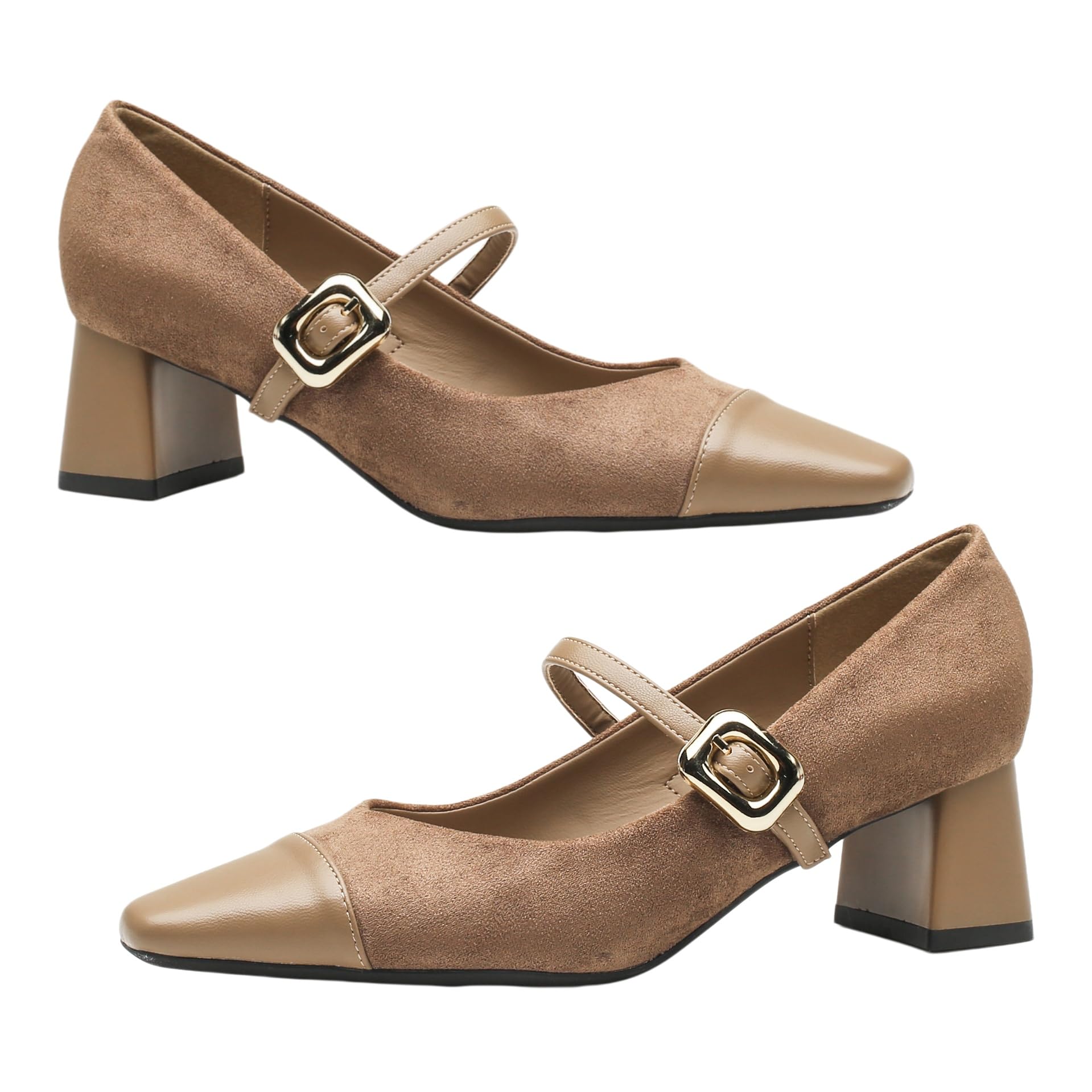 Scarpe Tacco Donna,Scarpe da Donna con Tacco Alto e Punta Arrotondata, Eleganti décolleté in Pelle Floccata con Fibbia