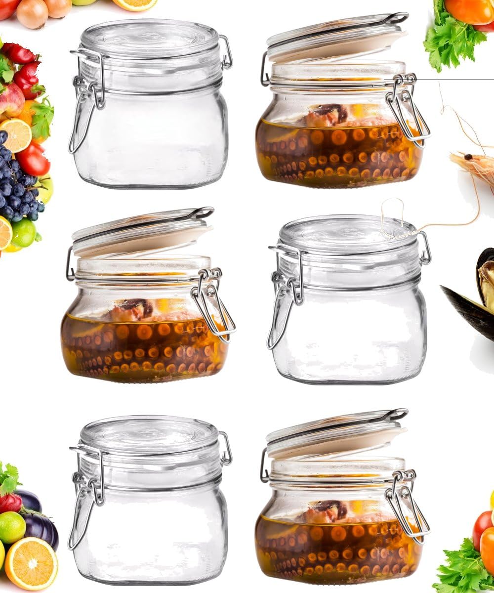 Bocaux en verre de 500 ml avec couvercle hermétique et bocal transparent