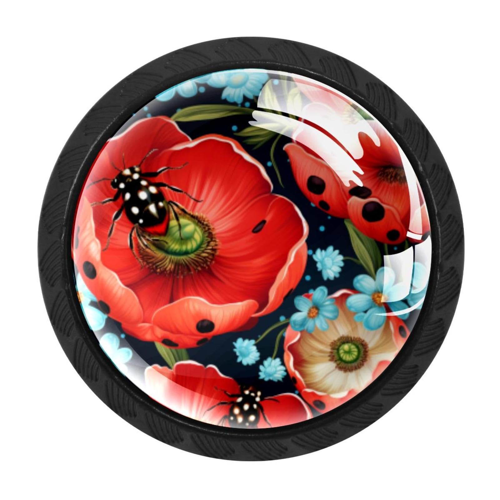 CHENZZZZ 4 Pack Ladybird Kitchen Cabinet Knobs Drawer Knobs Dresser Knobs Matte Black Zinc Knobs Drawer Pulls Door Knobs Dresser Drawer Handles Knobs for Dresser Drawers