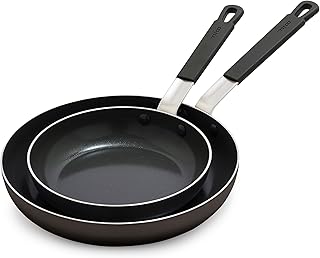GreenPan x Bobby Flay 2 Piece- 8” and 10” Nonstick Frying Pan Skillet Se...