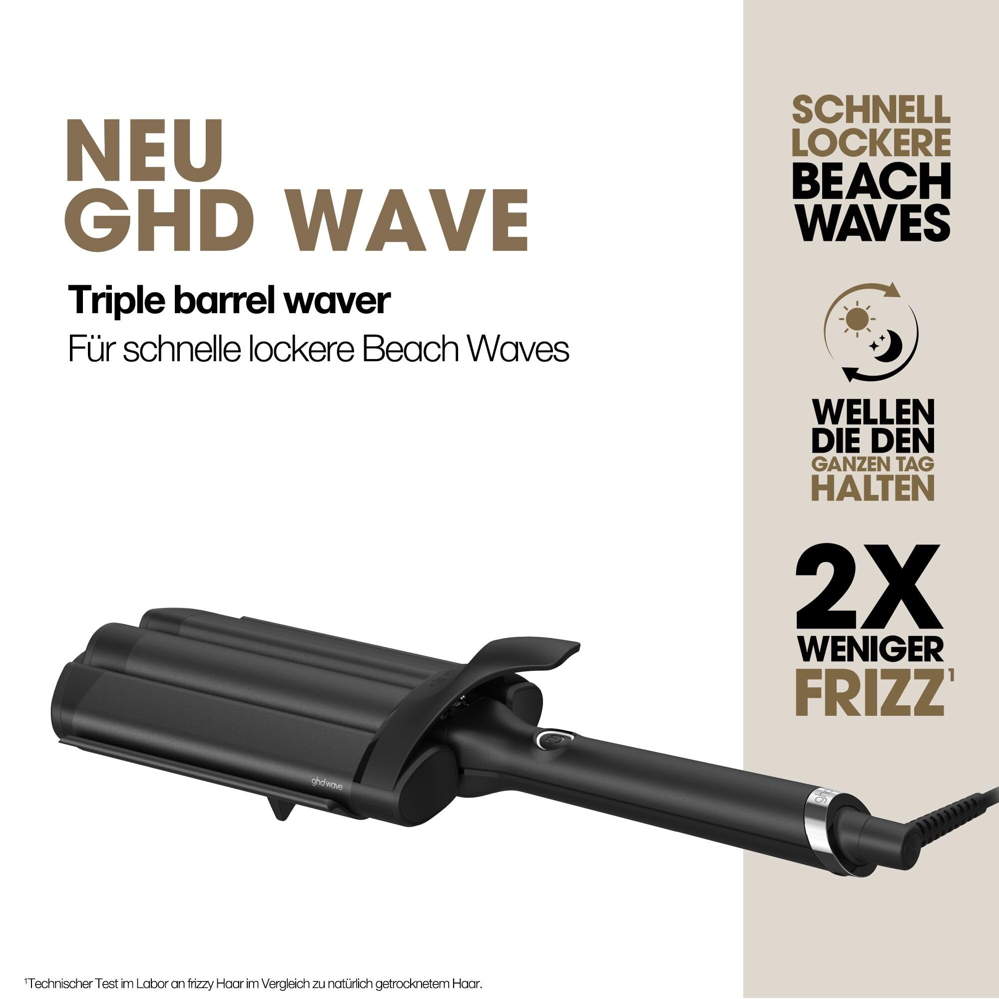ghd wave triple barrel waver Welleneisen für Haare: 32mm Stäbe für Waves, Beach Waves & große Wellen, Mermaid Hair Waver, Anti Frizz Finish, ohne extreme Hitzeschäden